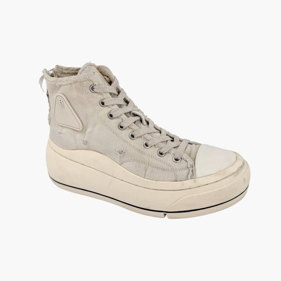 R13 Kurt High Top Platform Sneakers Size 8 Women's Beige Distressed Canvas - Picture 8 of 13